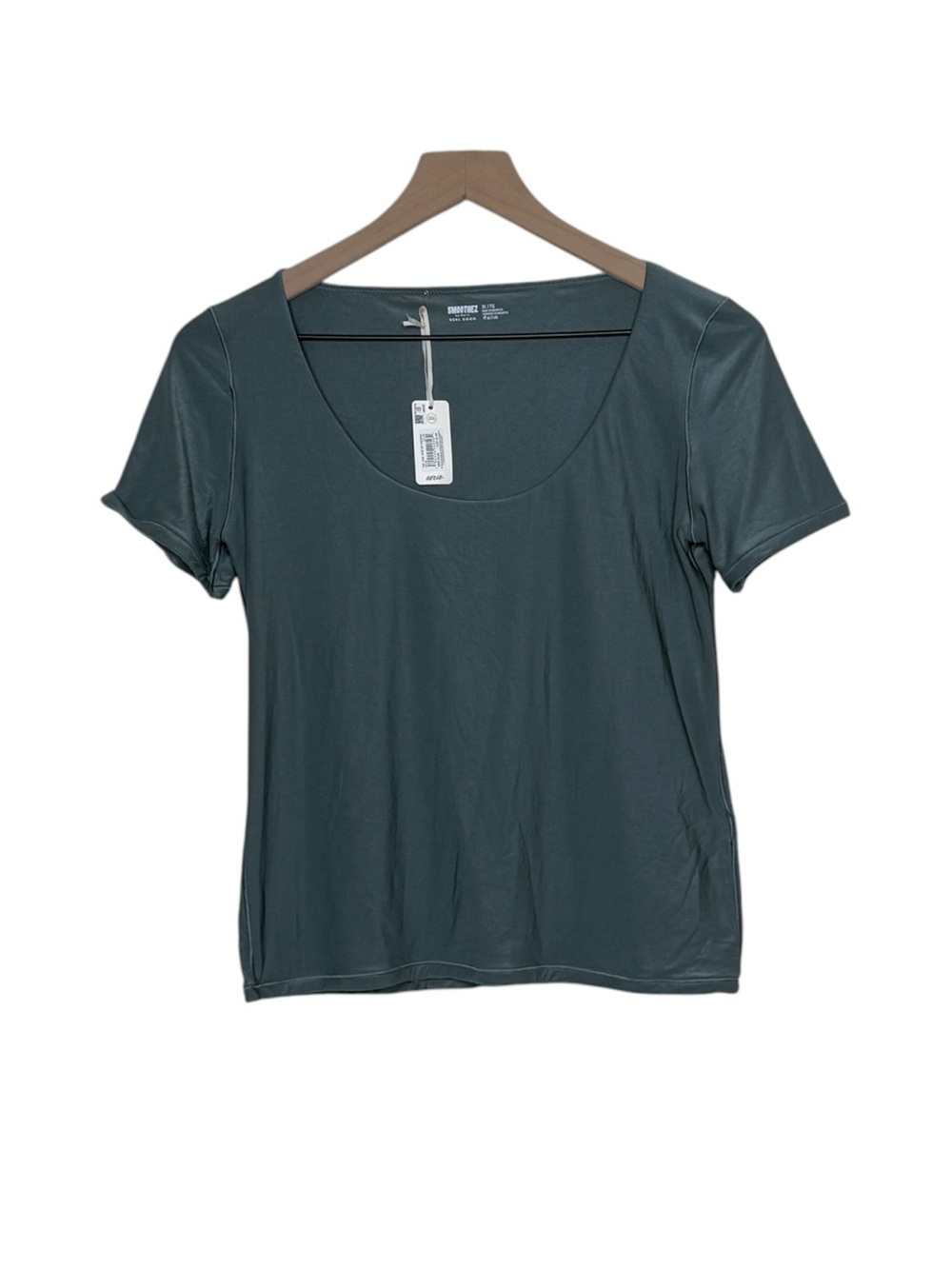 NWT Aerie XL Smoothez Green Scoop Neck Short Sleeve Tee Stretchy Smooth